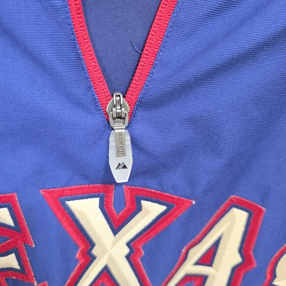 Majestic Texas Rangers Pullover Windbreaker Cool Base L Embroidered Logo Basebal - Picture 2 of 15
